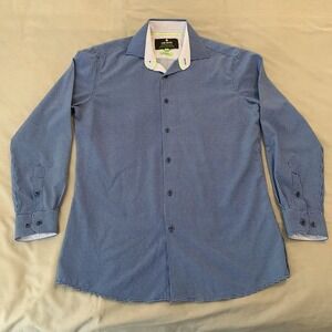 Tom Baine Dress Shirt Mens Small Blue Slim Fit Stretch Wrinkle Free Long Sleeve